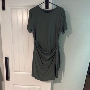 A New Day Green Ruched Tie Front Mini Dress